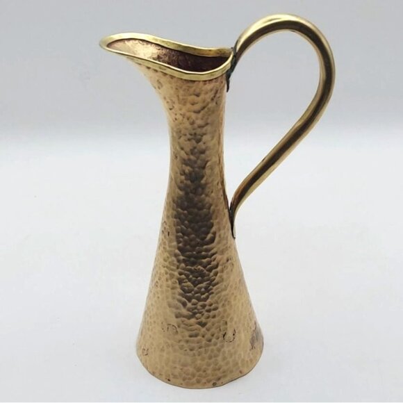 Vintage Hammered Brass Decorative Ewer Jug Bud Vase Stamped Abataweb - Picture 1 of 7